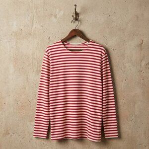French Vintage Breton Red Stripe Shirt